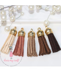 Small Faux Leather Tassel - Earty tones 