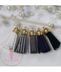 Small Faux Leather Tassel - Ebony & Ivory 