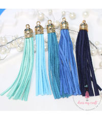 Large Faux Leather Tassel - Blue Family