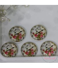 Small Round Glass Cabochon - Rose clock