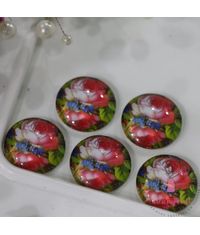 Small Round Glass Cabachon - Floral