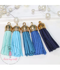 Medium Faux Leather Tassel - Blue Family