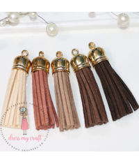 Medium Faux Leather Tassel - Earty tones