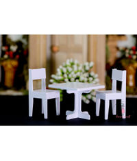 White Square Table Chair  - Miniature