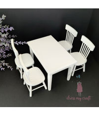 Miniature Table & Chair Set - Natural White