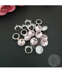 Diamond With Bracket Round - Silver Pink