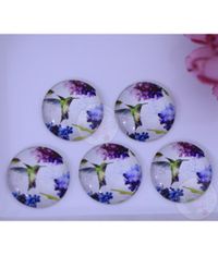 Small Round Glass Cabochon - Flying Bird