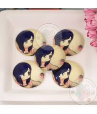 Round Glass Cabochon - Girl with Heart