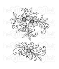 Feathery Florals Cling Stamp Set