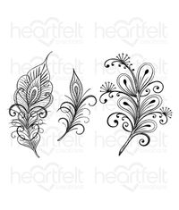 Floral Feathers Cling Stamp Set