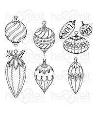 Noel Holiday Ornaments Cling Stamp Set