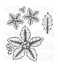 Large Festive Poinsettia Cling Stamp Set