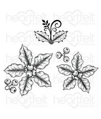 Small Festive Poinsettia Cling Stamp Set