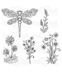 Dragonfly Florals Cling Stamp Set