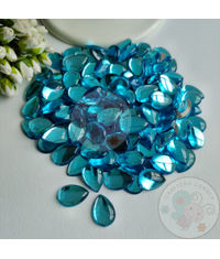 Medium Blue Kundan Stones Tear Drop (Flat Back)