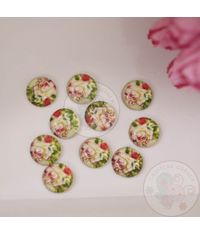 Mini Round Glass Cabochon - Roses All Around