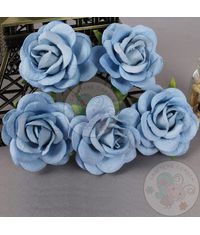 Denim Blue - Mulberry Curved Roses