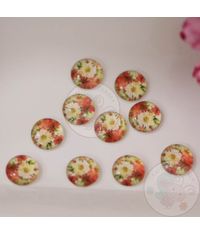 Mini Round Glass Cabochon - Sunflower