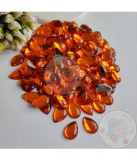 Medium Orange Kundan Stones Tear Drop (Flat Back)