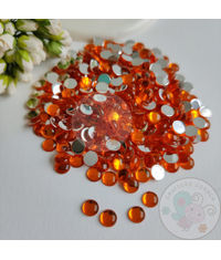 Orange Kundan Stones Round (Flat Back)