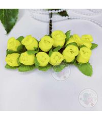 Fabric Rose Buds - Yellow