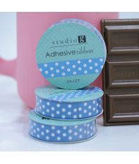 Blue / White Dot - Adhesive Ribbon