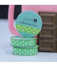 Green / White Dot - Adhesive Ribbon