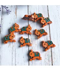 Wooden Elephant Beads - Orange