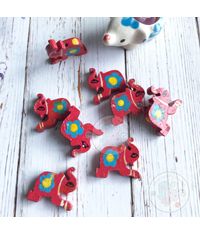 Wooden Elephant Beads - Red