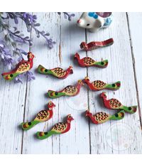 Wooden Peacock Beads - Red