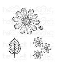 Large Garden Zinnia Cling Stamp Set