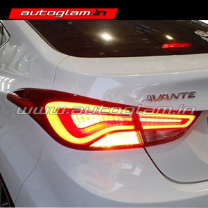 Hyundai Elantra 2012-16 BMW Style LED Tail Lights, RED Glass, AGHE631TL