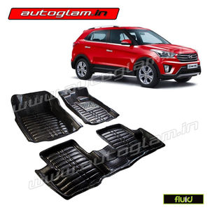 5D Bucket Fitting Car Mats for Hyundai Creta All Models, Color - Black, AGHC6BL