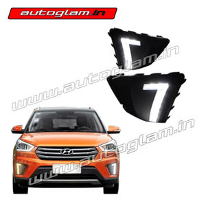 Hyundai Creta 2015-2018 LED DRL with Turn Indicator Fog Light Cover, AGHC020D