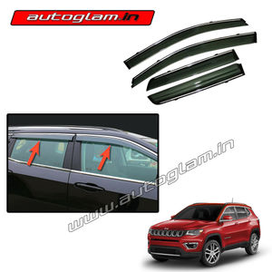 AGJC66CA, Jeep Compass Door Visor with Chrome Lining -Set of 4 pieces