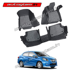 7D Car Mats Compatible with Honda Amaze 2012-18, Color - Black, AGHA7D12