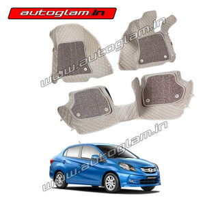 7D Car Mats Compatible with Honda Amaze 2012-18, Color - Beige, AGHA7D13