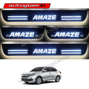 Honda Amaze 2017+ Door White LED Sill Plates-Set of 4 Pcs, AGHA48DSP