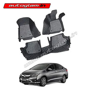 7D Car Mats Compatible with Honda City (Automatic), Color - Black, AGHC7D235