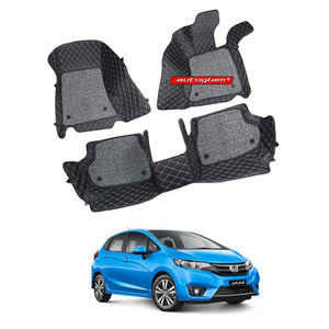 7D Car Mats Compatible with Honda Jazz 2019 (Manual), Color - Black, AGHJ7DBLM