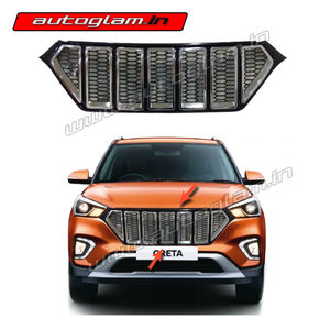 Hyundai Creta 2018-2019 Facelift Jeep Compass Front Grill, Color-Black with Chrome, AGHC603FG1