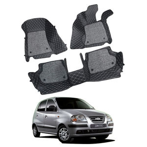 7D Car Mats Compatible with Hyundai Santro Old, Color - Black, AGHSO7D17