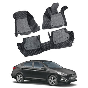 7D Car Mats Compatible with Hyundai Verna 2017+, Color - Black, AGHV7D275