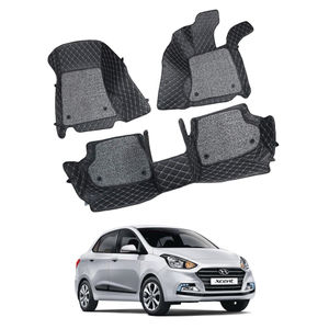 7D Car Mats Compatible with Hyundai Xcent, Color - Black, AGHX7D275