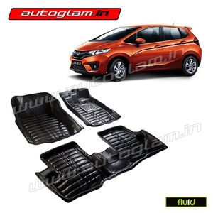 5D Bucket Fitting Car Mats for Honda Jazz New Models, Color - Black, AGHJ17BL