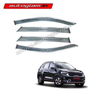 Kia Sonet Door Visor with Chrome Lining - Set of 4 Pcs, AGKS369CA4