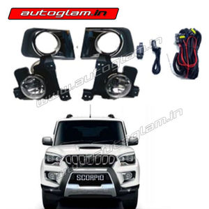 Mahindra Scorpio  2017-20 Complete Fog Lamp Kit with Chrome Lining cover, AGMS32FL