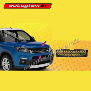 Maruti Suzuki Vitara Brezza 2016+ Discovery Sports Style Front Grill, Color-BLACK AGMSB506FG