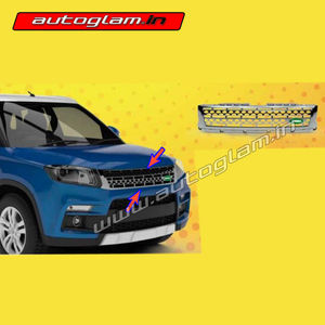 Maruti Suzuki Vitara Brezza 2016+ Discovery Sports Style Front Grill, Color-SILVER, AGMSB507FG