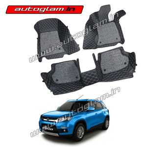 7D Mats for Maruti Suzuki Brezza All Models, Color - Black, AGMSB13MBL